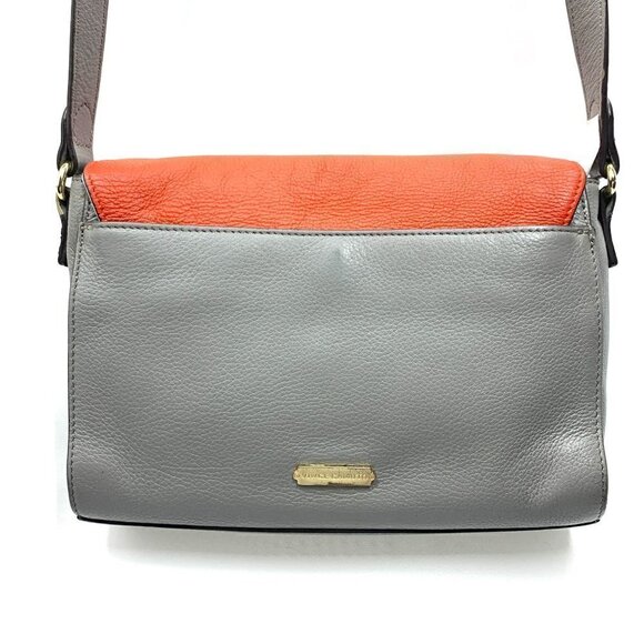 Vince Camuto Color Block Front Flap Crossbody Bag - Coral/White/Gray Leather - Picture 5 of 11